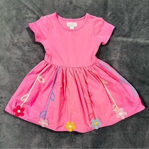 Peek Essentials Pink Flower Embroidered Fit and Flare dress - 3T